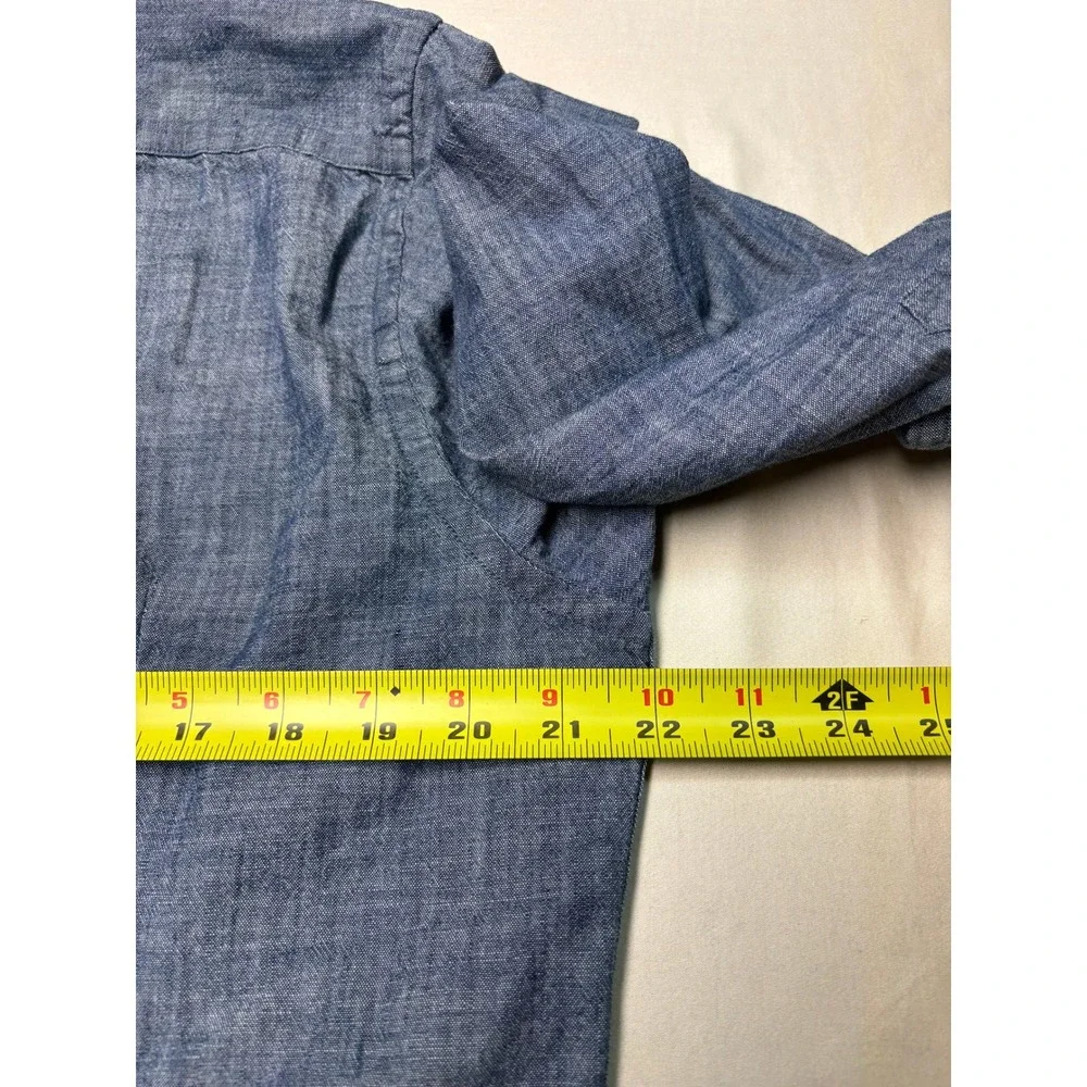 Banana Republic Soft Wash Slim Fit Chambray Shirt Mens L Blue Cotton Button Up